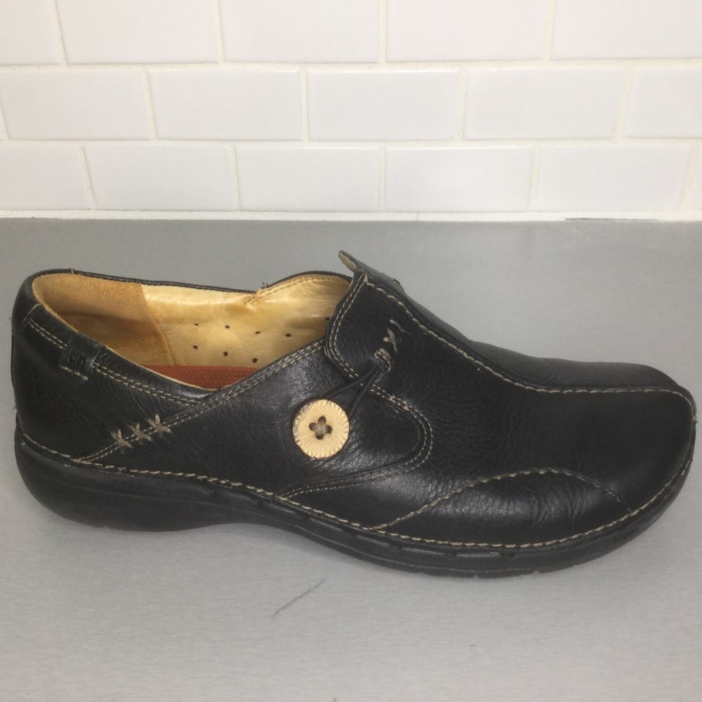 Clarks UN Loop black structured clogs SZ 7.5 M